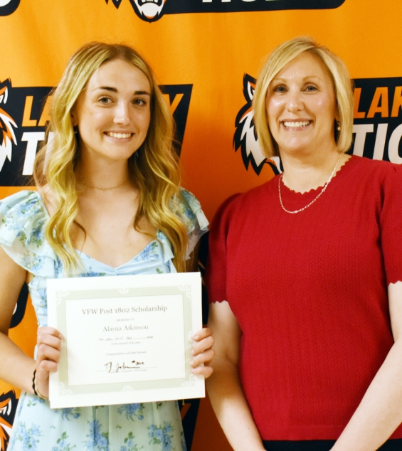 VFW Zumbro Falls Post 1802, $1,000. From left: recipient Alayna Atkinson and presenter Jessica Holst.