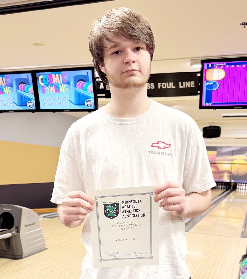 Michael Koontz with his All-State certificate.